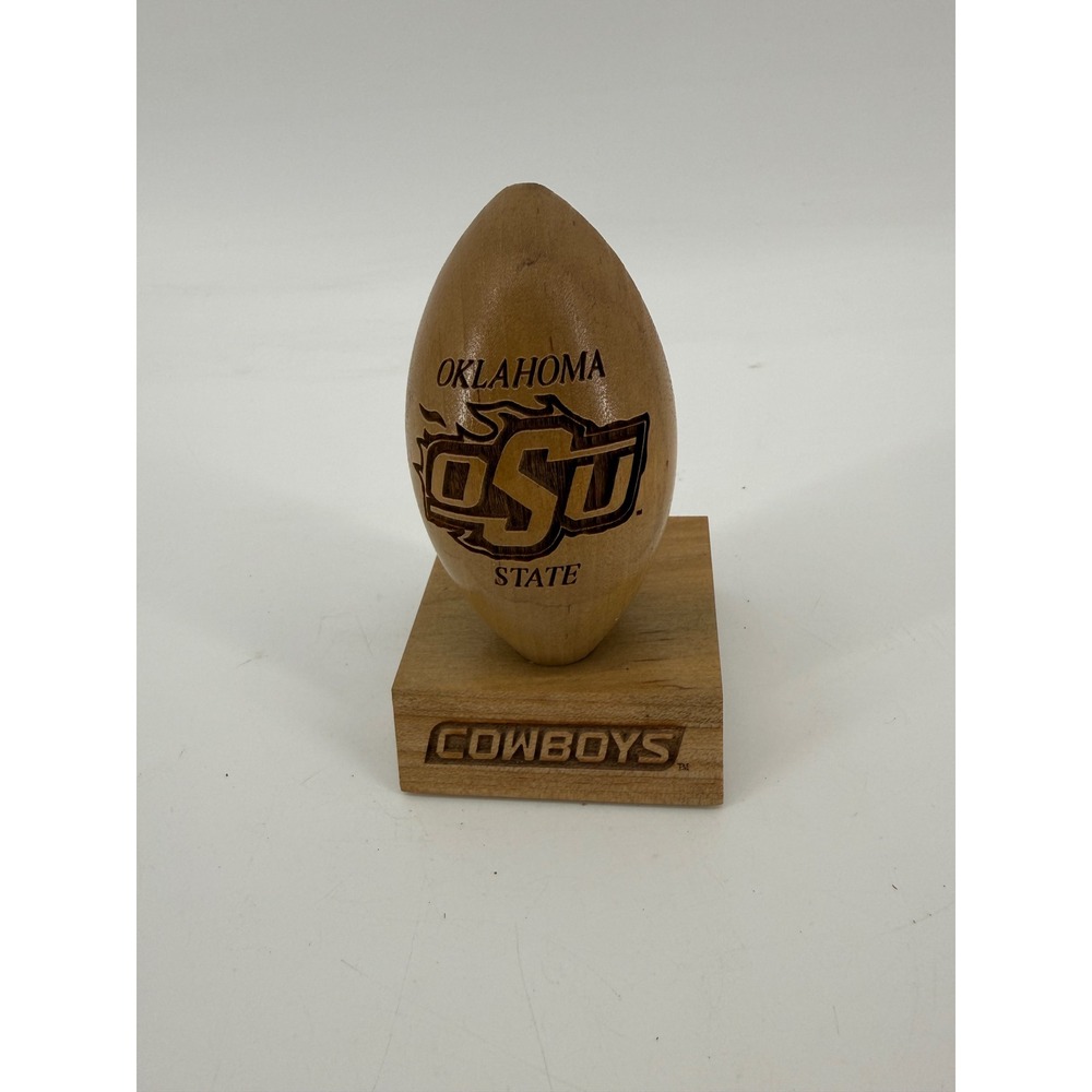 Oklahoma State OSU Cowboys Wooden Football‎ Figurine Desk Decor NCAA Memorabilia